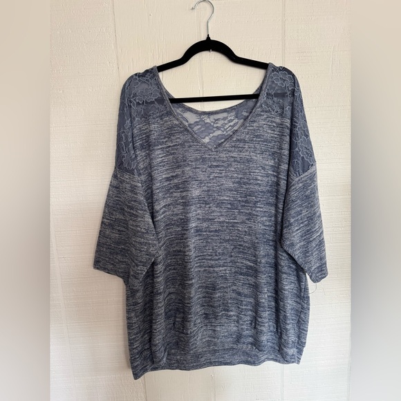 torrid Tops - 3X Torrid Heathered Gray Lace Blouse